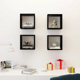 NNEVL Wall Cube Shelves 4 pcs High Gloss Black 26x15x26 cm