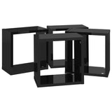 NNEVL Wall Cube Shelves 4 pcs High Gloss Black 26x15x26 cm