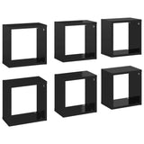NNEVL Wall Cube Shelves 6 pcs High Gloss Black 26x15x26 cm