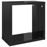 NNEVL Wall Cube Shelves 6 pcs High Gloss Black 26x15x26 cm