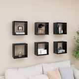 NNEVL Wall Cube Shelves 6 pcs High Gloss Black 26x15x26 cm