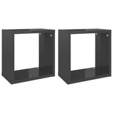 NNEVL Wall Cube Shelves 2 pcs High Gloss Grey 26x15x26 cm