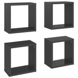 NNEVL Wall Cube Shelves 4 pcs High Gloss Grey 26x15x26 cm