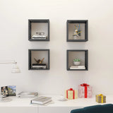 NNEVL Wall Cube Shelves 4 pcs High Gloss Grey 26x15x26 cm