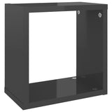 NNEVL Wall Cube Shelves 4 pcs High Gloss Grey 26x15x26 cm