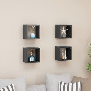 NNEVL Wall Cube Shelves 4 pcs Grey 22x15x22 cm