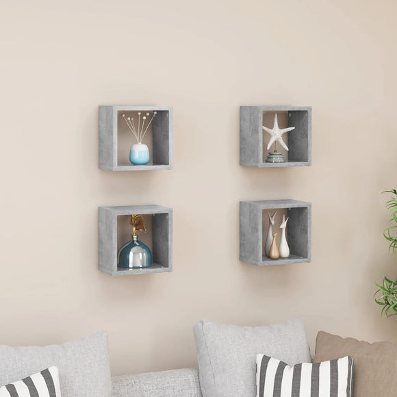NNEVL Wall Cube Shelves 4 pcs Concrete Grey 22x15x22 cm