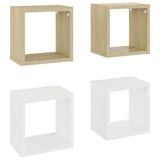 NNEVL Wall Cube Shelves 4 pcs White and Sonoma Oak 22x15x22 cm
