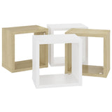 NNEVL Wall Cube Shelves 4 pcs White and Sonoma Oak 22x15x22 cm