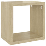 NNEVL Wall Cube Shelves 4 pcs White and Sonoma Oak 22x15x22 cm