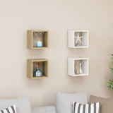 NNEVL Wall Cube Shelves 4 pcs White and Sonoma Oak 22x15x22 cm