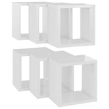 NNEVL Wall Cube Shelves 6 pcs High Gloss White 22x15x22 cm