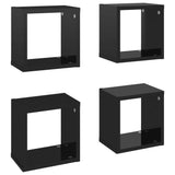 NNEVL Wall Cube Shelves 4 pcs High Gloss Black 22x15x22 cm