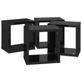NNEVL Wall Cube Shelves 4 pcs High Gloss Black 22x15x22 cm
