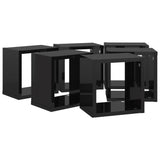 NNEVL Wall Cube Shelves 6 pcs High Gloss Black 22x15x22 cm