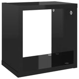 NNEVL Wall Cube Shelves 6 pcs High Gloss Black 22x15x22 cm
