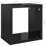 NNEVL Wall Cube Shelves 6 pcs High Gloss Black 22x15x22 cm