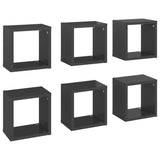 NNEVL Wall Cube Shelves 6 pcs High Gloss Grey 22x15x22 cm