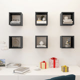 NNEVL Wall Cube Shelves 6 pcs High Gloss Grey 22x15x22 cm