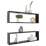 NNEVL Wall Cube Shelves 2 pcs Black 100x15x30 cm Chipboard