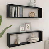 NNEVL Wall Cube Shelves 2 pcs Black 100x15x30 cm Chipboard