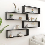 NNEVL Wall Cube Shelves 4 pcs Black 100x15x30 cm Chipboard