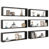 NNEVL Wall Cube Shelves 6 pcs Black 100x15x30 cm Chipboard