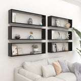 NNEVL Wall Cube Shelves 6 pcs Black 100x15x30 cm Chipboard