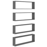 NNEVL Wall Cube Shelves 4 pcs Grey 100x15x30 cm Chipboard