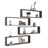 NNEVL Wall Cube Shelves 4 pcs Grey 100x15x30 cm Chipboard