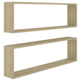 NNEVL Wall Cube Shelves 2 pcs Sonoma Oak 100x15x30 cm Chipboard