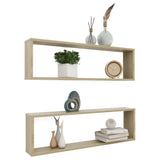 NNEVL Wall Cube Shelves 2 pcs Sonoma Oak 100x15x30 cm Chipboard