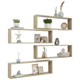 NNEVL Wall Cube Shelves 4 pcs Sonoma Oak 100x15x30 cm Chipboard