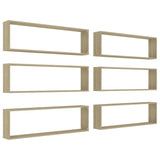 NNEVL Wall Cube Shelves 6 pcs Sonoma Oak 100x15x30 cm Chipboard