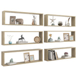 NNEVL Wall Cube Shelves 6 pcs Sonoma Oak 100x15x30 cm Chipboard