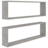 NNEVL Wall Cube Shelves 2 pcs Concrete Grey 100x15x30 cm Chipboard