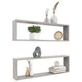 NNEVL Wall Cube Shelves 2 pcs Concrete Grey 100x15x30 cm Chipboard