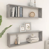 NNEVL Wall Cube Shelves 2 pcs Concrete Grey 100x15x30 cm Chipboard