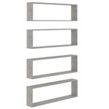 NNEVL Wall Cube Shelves 4 pcs Concrete Grey 100x15x30 cm Chipboard