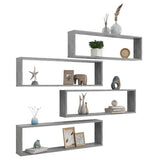 NNEVL Wall Cube Shelves 4 pcs Concrete Grey 100x15x30 cm Chipboard