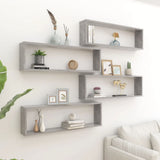 NNEVL Wall Cube Shelves 4 pcs Concrete Grey 100x15x30 cm Chipboard