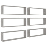 NNEVL Wall Cube Shelves 6 pcs Concrete Grey 100x15x30 cm Chipboard