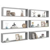 NNEVL Wall Cube Shelves 6 pcs Concrete Grey 100x15x30 cm Chipboard