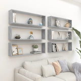 NNEVL Wall Cube Shelves 6 pcs Concrete Grey 100x15x30 cm Chipboard