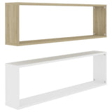 NNEVL Wall Cube Shelves 2 pcs White&Sonoma Oak 100x15x30 cm Chipboard