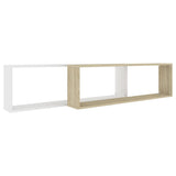 NNEVL Wall Cube Shelves 2 pcs White&Sonoma Oak 100x15x30 cm Chipboard