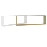 NNEVL Wall Cube Shelves 2 pcs White&Sonoma Oak 100x15x30 cm Chipboard