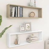 NNEVL Wall Cube Shelves 2 pcs White&Sonoma Oak 100x15x30 cm Chipboard