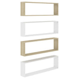 NNEVL Wall Cube Shelves 4 pcs White&Sonoma Oak 100x15x30 cm Chipboard
