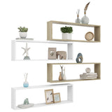 NNEVL Wall Cube Shelves 4 pcs White&Sonoma Oak 100x15x30 cm Chipboard